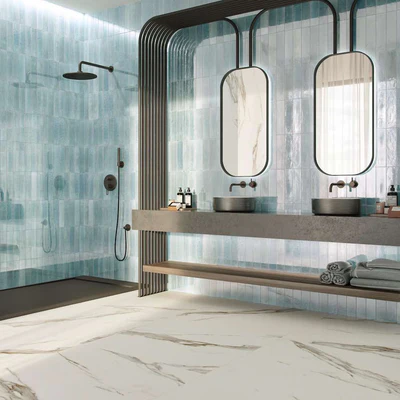 Luxury floor tile patterns — herringbone and diagonal layouts that look expensive